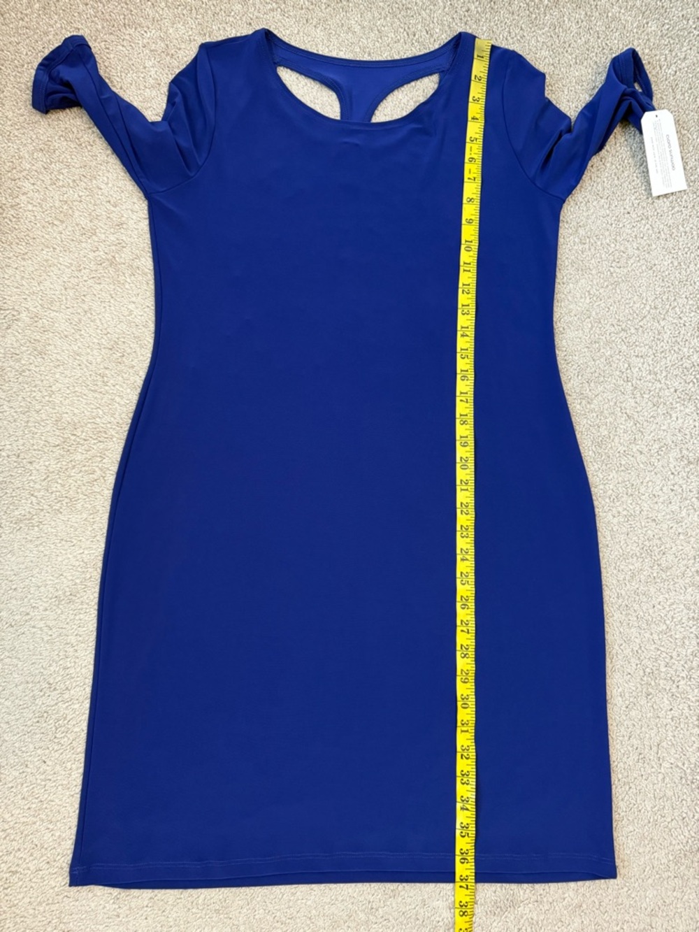 Clara Sun Woo Cut Out Detail Jersey Knit Dress Cobalt Blue S - Picture 8 of 8